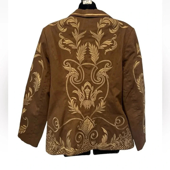 Women’s Embroidered Brown Jacket‎ Sz 12 Spirit By Cold Water Creek Western - Picture 2 of 3